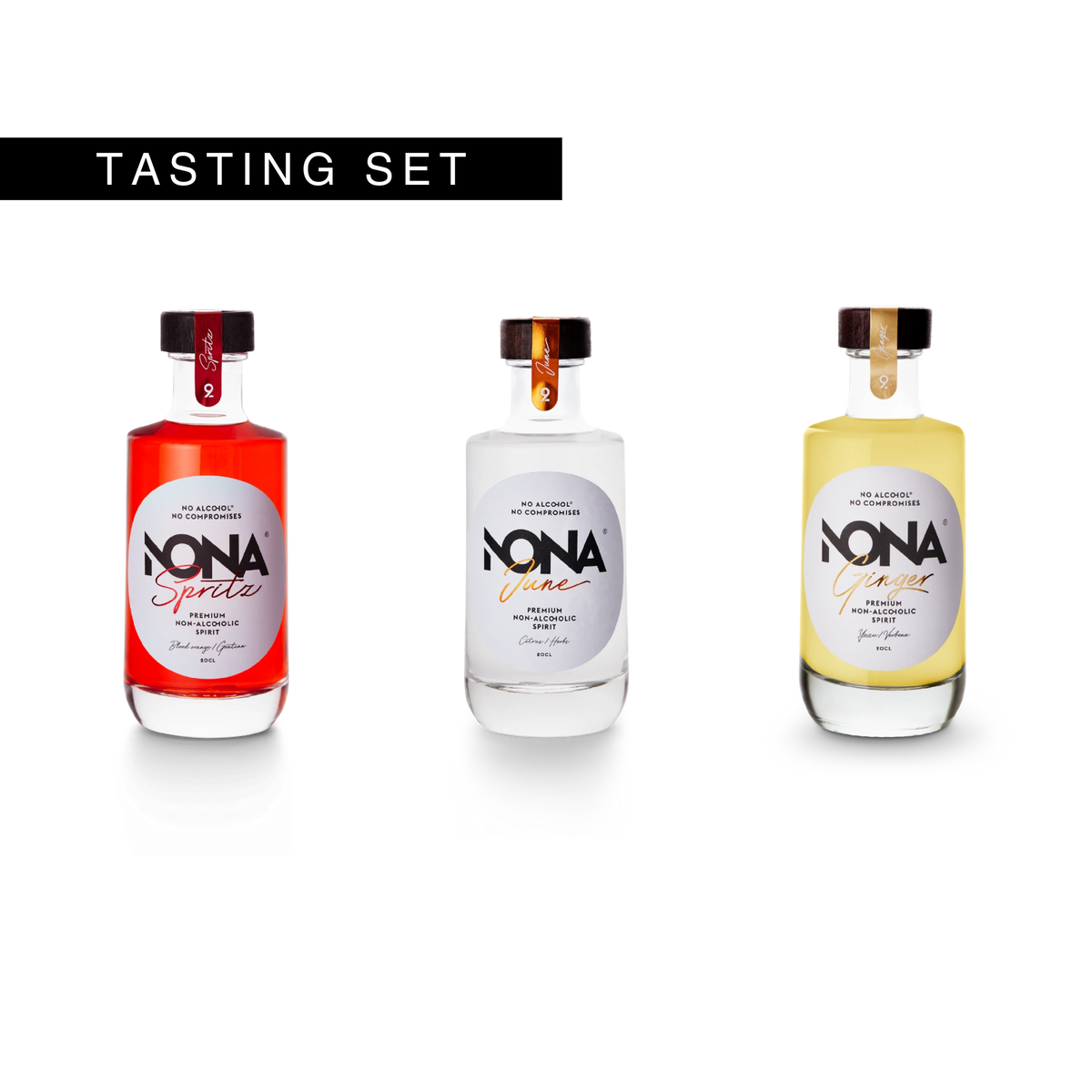 NONA Tasting Set: Spritz, June und Ginger, je 0,2-l-Flasche, alkoholfrei